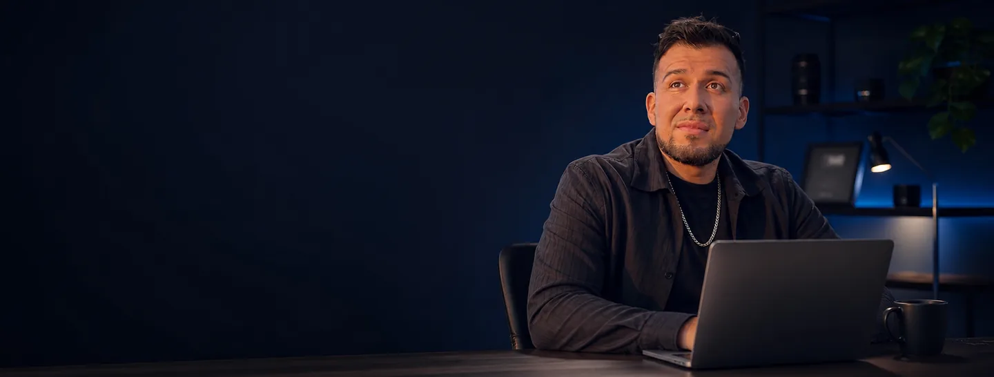 David Cruz at his desk