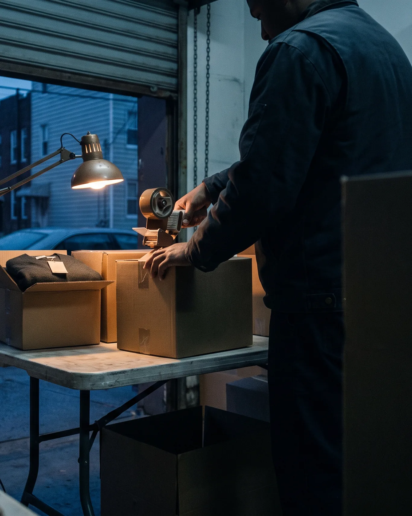Door to the store plan: an order packed at night