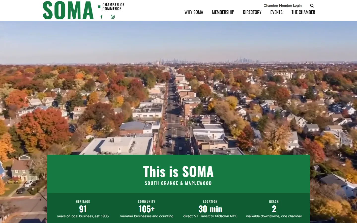 The SOMA Chamber of Commerce concept rebuild, captured at desktop width