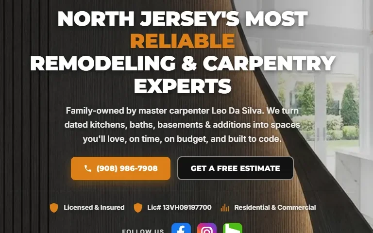 The United Carpentry spec rebuild, captured at desktop width