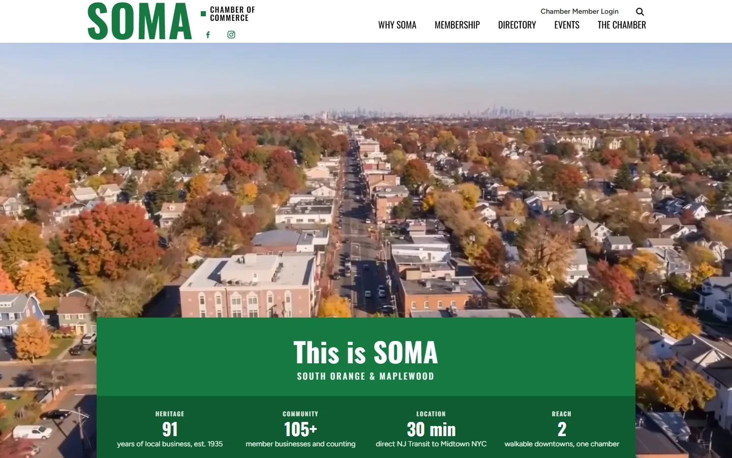 The SOMA Chamber of Commerce concept rebuild at desktop width, captured live
