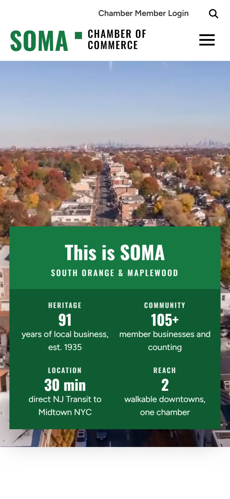 The SOMA Chamber of Commerce concept rebuild on a phone, captured live